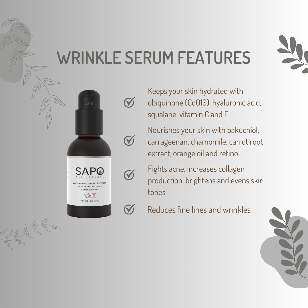 Sapo All Natural Wrinkle Serum with Bakuchiol, Retinyl Palmitate &